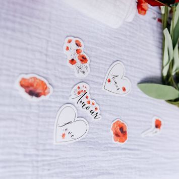 Assortiment de 100 Confettis - Collection Poppy Love