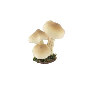Champignons décoratifs crème sur socle mousse pour ambiance automne | jourdefete.com