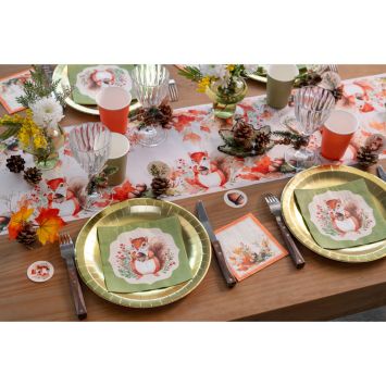 Chemin de table d'automne en polyester - 28 cm x 2,5 m - Collection Mon Écureuil