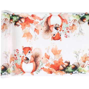 Chemin de table d'automne en polyester - 28 cm x 2,5 m - Collection Mon Écureuil