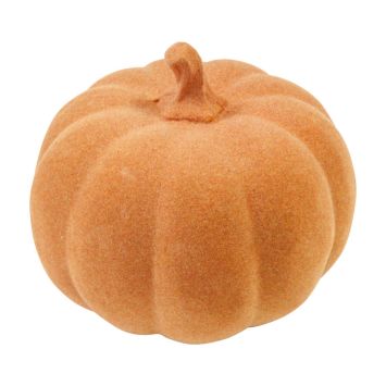 Décoration à poser d'automne - Citrouille en résine à effet velours - 11 x 12,5 cm