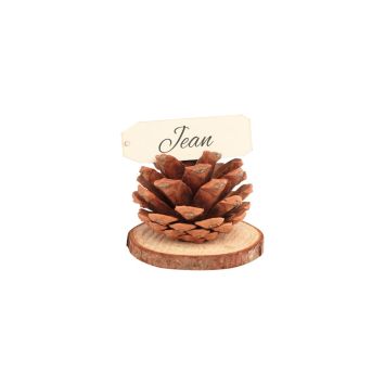 4 marque-places d'automne en forme de pomme de pin en bois - 4,5 x 4,5 cm