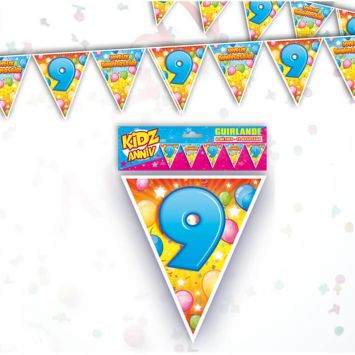 Guirlande de Fanions "Joyeux Anniversaire" - 9 ans