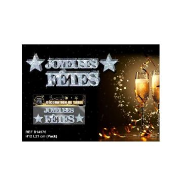 Décoration Totem "Joyeuses Fêtes" - Argent