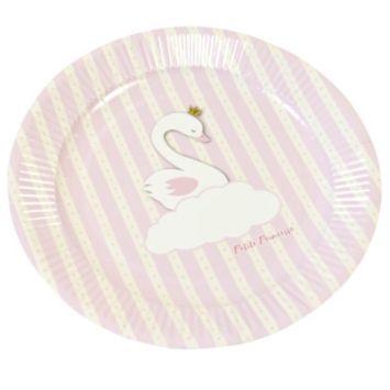 6 Assiettes à Dessert en Carton - Baby Shower - Cygne Rose | jourdefete.com