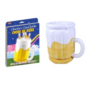 Glacière gonflable rafraîchisseuse de boissons en forme de chope à bière - 40 cm - Collection Apéro