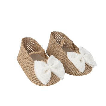 2 contenants en forme de ballerines en tissu avec effet lin - 8 x 3 x 5 cm