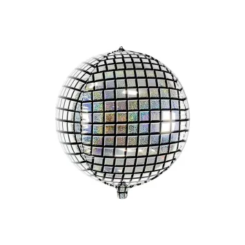 Ballon en aluminium arrondi - Diamètre 40 cm - Boule Disco argentée