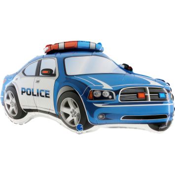 Ballon en aluminium - Voiture de police bleue - 71 x 38 cm