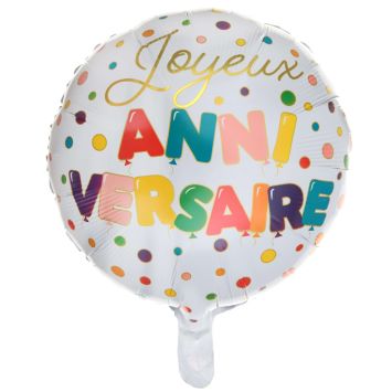 Ballon en aluminium de la collection anniversaire ballons multicolores de 45 cm