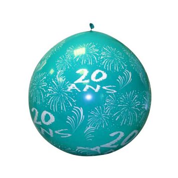 Ballon de Baudruche Géant "20 ans" 1 mètre - Coloris au choix