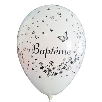 Lot de 8 Ballons Baptême Blanc Fille