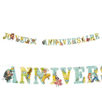 Cette guirlande de lettres en papier aux couleurs de "One Piece ®" sera parfaite dans le salon lors de l’anniversaire "One Piece ®" de votre enfant | jourdefete.com