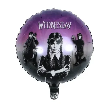 Décorez la salle d'Halloween ou d’anniversaire de votre enfant avec ce ballon en aluminium arrondi de Mercredi | jourdefete.com