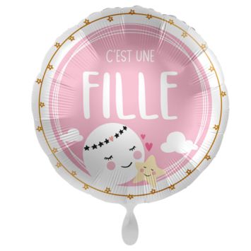 Ballon en aluminium arrondi pour Gender Reveal FSC® - Diamètre 43 cm - Modèle au choix