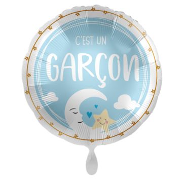 Ballon en aluminium arrondi pour Gender Reveal FSC® - Diamètre 43 cm - Modèle au choix