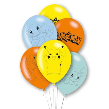 Un lot de 6 ballons colorés à l'effigie de la licence Pokémon | jourdefete.com