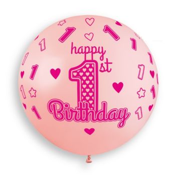 Ballon en latex pour 1er anniversaire - 80 cm - Happy 1st Birthday - Couleur au choix