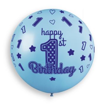 Ballon en latex pour 1er anniversaire - 80 cm - Happy 1st Birthday - Couleur au choix