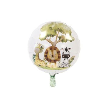 Ballon en mylar arrondi - Diamètre 45 cm - Collection Animaux de la Savane
