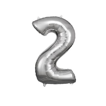 Ballon Géant Hélium - Argent - Chiffre au choix