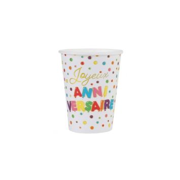 10 gobelets anniversaire ballons multicolore | jourdefete.com