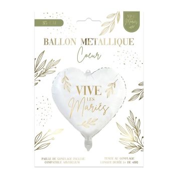 Ballon Métallique - Cœur "Vive les mariés" | jourdefete.com