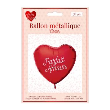 Ballon métallique en forme de cœur - Parfait Amour - Saint-Valentin - Collection Chéri Chérie