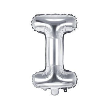 Ballon métallisé en mylar en forme de lettre - Argent - 35 cm - Lettre au choix