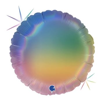 ballon aluminium holographique rond arc-en-ciel de 46 cm | jourdefete.com