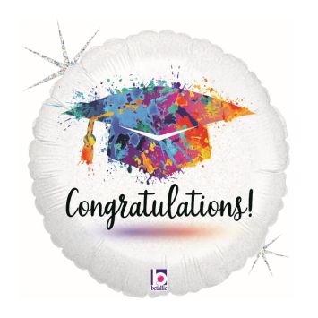 ballon aluminium scintillant rond étudiant de 46 cm | jourdefete.com