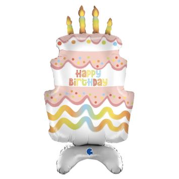 ballon aluminium gâteau d'anniversaire à poser de 97 cm | jourdefete.com