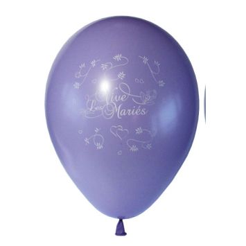 10 Ballons Vive les Mariés Couleur Lilas