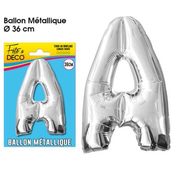 Ballon métallique argenté - Lettre "A"