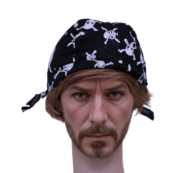 Coiffe de Pirate noire avec têtes de mort