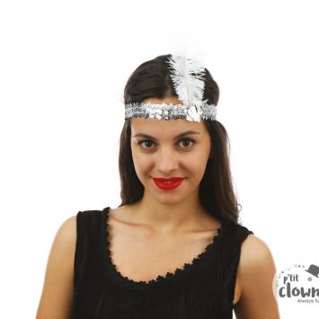 Bandeau Charleston à sequins avec plume - Couleur au choix