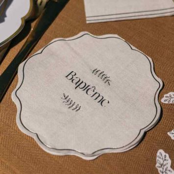 16 serviettes "Baptême" en papier - 33 x 33 cm - Collection Baptême Effet Lin et Or