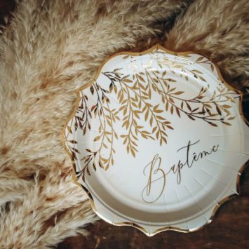 8 Assiettes en carton - Collection Baptême Jolis Brins