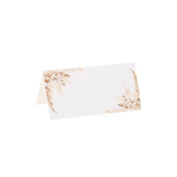 10 Marque-Places - Collection Pampas, Fleurs de Coton et Or