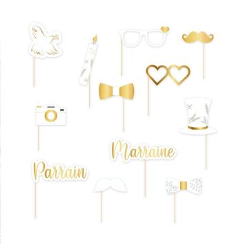 Pack de 12 accessoires pour photobooth pour baptême et communion