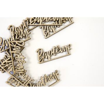 Confettis en bois "Baptême" pour décoration de table élégante et naturelle | jourdefete.com