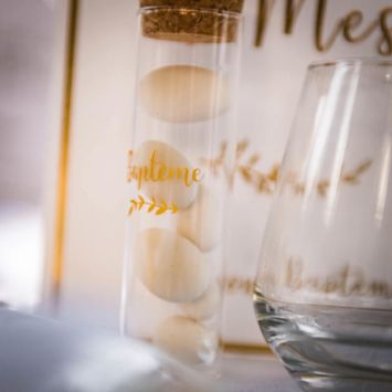 Tube à Essai en Verre avec Bouchon en Liège - Baptême - Or