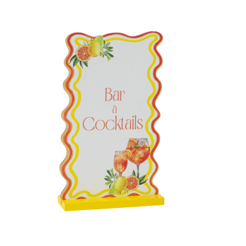 Pancarte "Bar à Cocktails" en bois - 12 x 19,5 cm - Collection Fizz Agrume