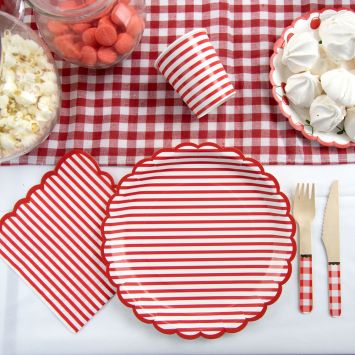 8 assiettes en carton - Diamètre 23 cm - Collection Bayadère