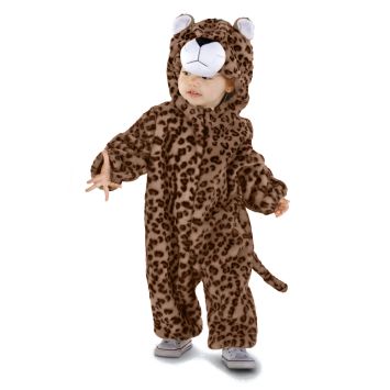 Déguisement léopard bébé en combinaison peluche avec capuche et queue | jourdefete.com