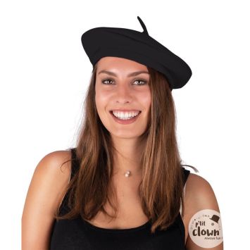 Béret noir en tissu