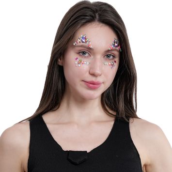 Bijoux adhésifs pour visage - Yeux Rose/Bleu