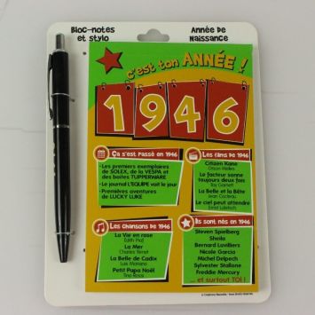 Bloc-notes et Stylo Année de naissance 1946