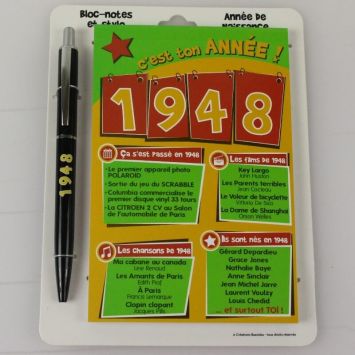 Bloc-notes et Stylo Année de naissance 1948