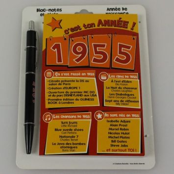 Bloc-notes et Stylo Année de naissance 1955